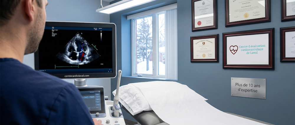 Technologue analysant une échographie cardiaque au Centre Cardio Laval à Laval