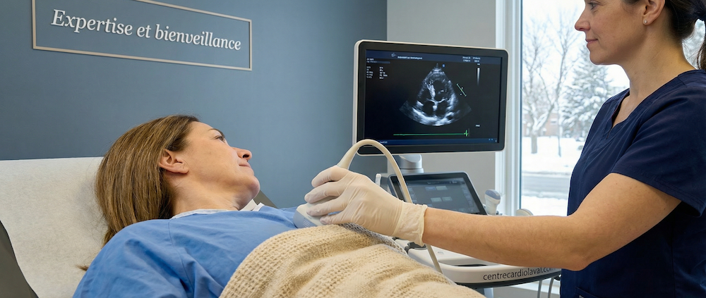 Échographie cardiaque réalisée par une technologue au Centre Cardio Laval à Laval