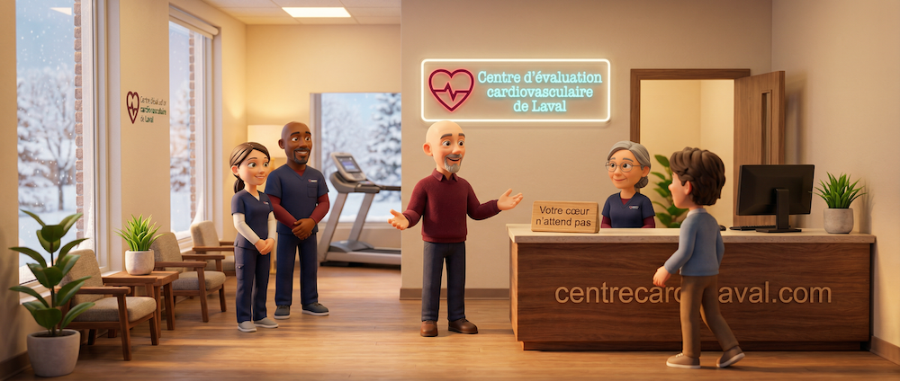 Équipe du Centre Cardio Laval accueillant un patient pour une échographie cardiaque à Laval