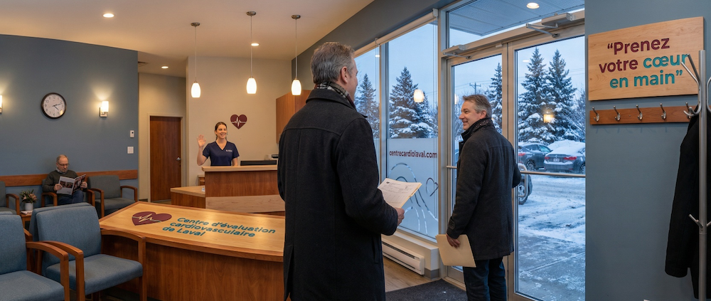 Réception du Centre Cardio Laval à Laval offrant l'échographie cardiaque sans longue attente
