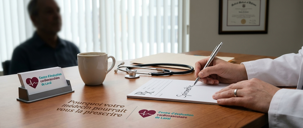 Médecin de famille écrivant une prescription de spirométrie au Centre Cardio Laval