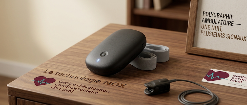 Appareil NOX de polygraphie ambulatoire — technologie de dépistage de l'apnée du sommeil au Centre Cardio Laval Montréal