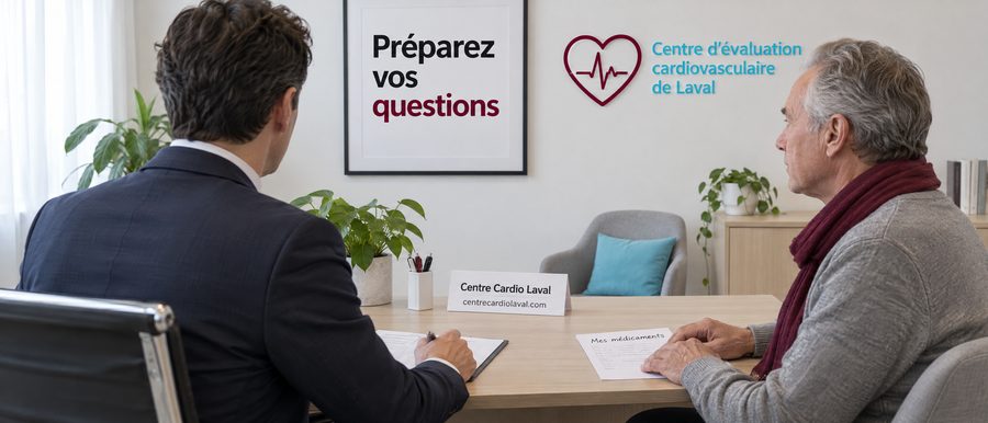 Cardiologue de dos qui écoute un patient pendant une première consultation, dans un bureau clair et calme