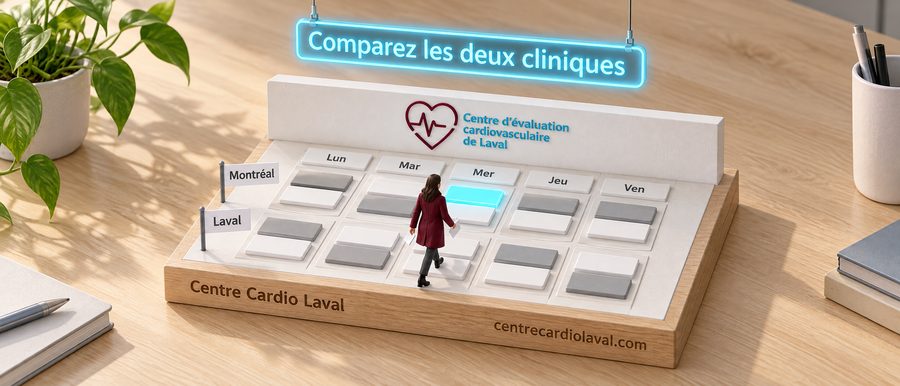 Maquette isométrique d'un agenda de la semaine où une personne choisit une plage libre à Montréal ou à Laval